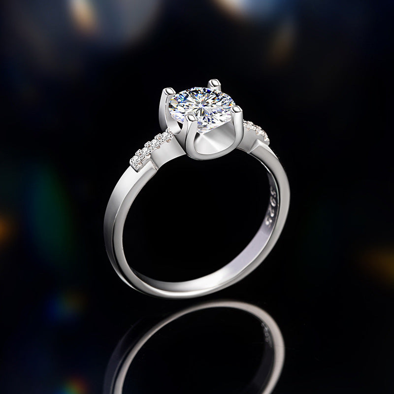 Cow Head Small Waist Sterling Silver 925 Diamond Ring Women's Light Luxury Engagement Wedding Bracelet Ins Square Sugar Ring