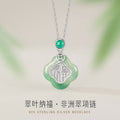 Lucky Clover Sterling Silver 925 Necklace Women's New Chinese Natural African Cuifu Clavicle Chain Isn Chalcedony Pendant
