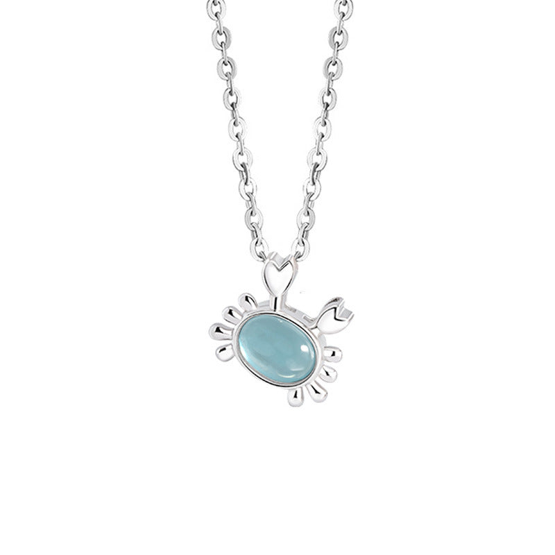 Crab Sterling Silver 925 Necklace Female Niche Design Light Luxury Shijia Pearl Clavicle Chain Ins Feng Hai Lanbao Pendant