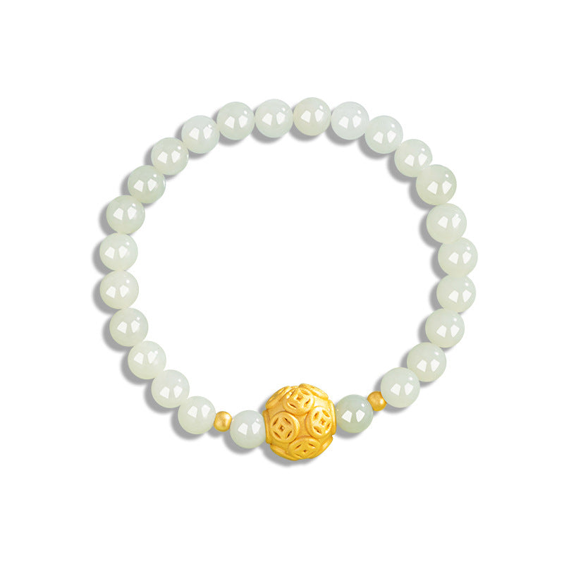 Bracciale in argento sterling 925 – moneta e giada Hetian