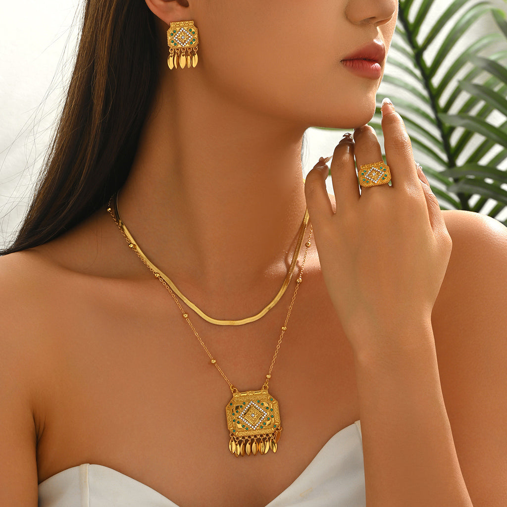 Ornamental Square Pendant Jewelry