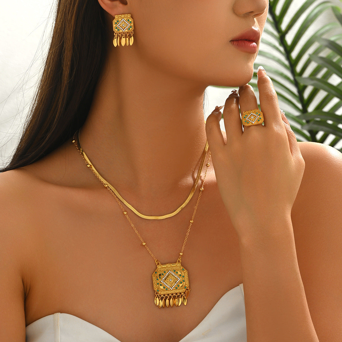 Ornamental Square Pendant Jewelry