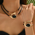 Black Oval Double-Cord Jewelry