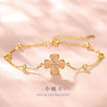 Lucky Clover Sterling Silver 925 Bracelet Female Niche Design Light Luxury Opal Bracelet Ins Style Lovely Bracelet
