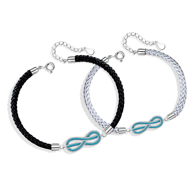 Mobius Sterling Silver 925 Luminous Couple Bracelet Fashion Versatile Unlimited Symbol Bracelet Ins Style Bracelet