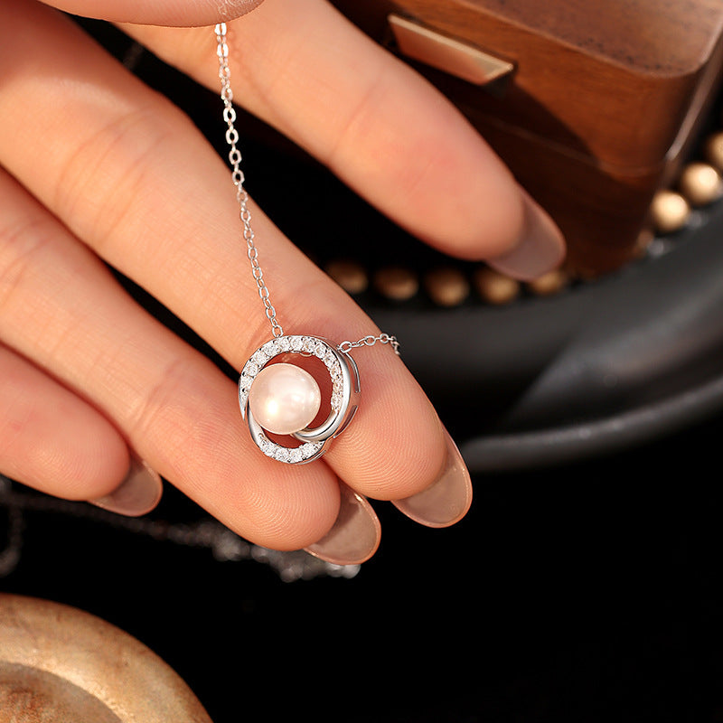 Freshwater Pearl Phoenix Pendant S925 Sterling Silver Necklace Women's Light Luxury Banquet Clavicle Chain Cross-Border Silver Jewelry Factory Wholesale