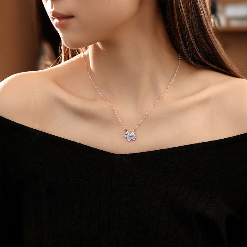 Collana in argento sterling 925 – unicorno, dettagli luminescenti