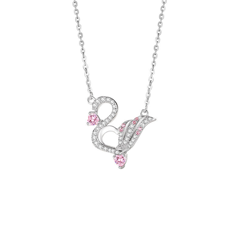 Gioielli in argento sterling 925 – cigno e zirconi rosa