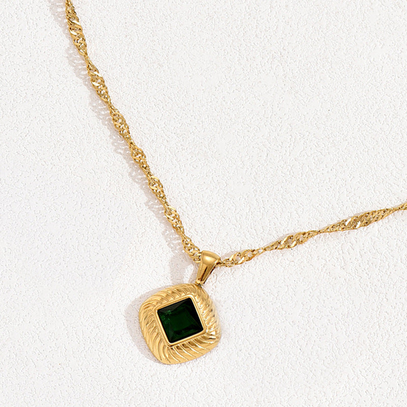 Deep Green Square Pendant Jewelry — product image 3