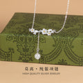 SOURCE Factory S925 Sterling Silver Moli Necklace Female New Chinese Flower Tassel White Agate Silver Jewelry Wholesale Gift Female