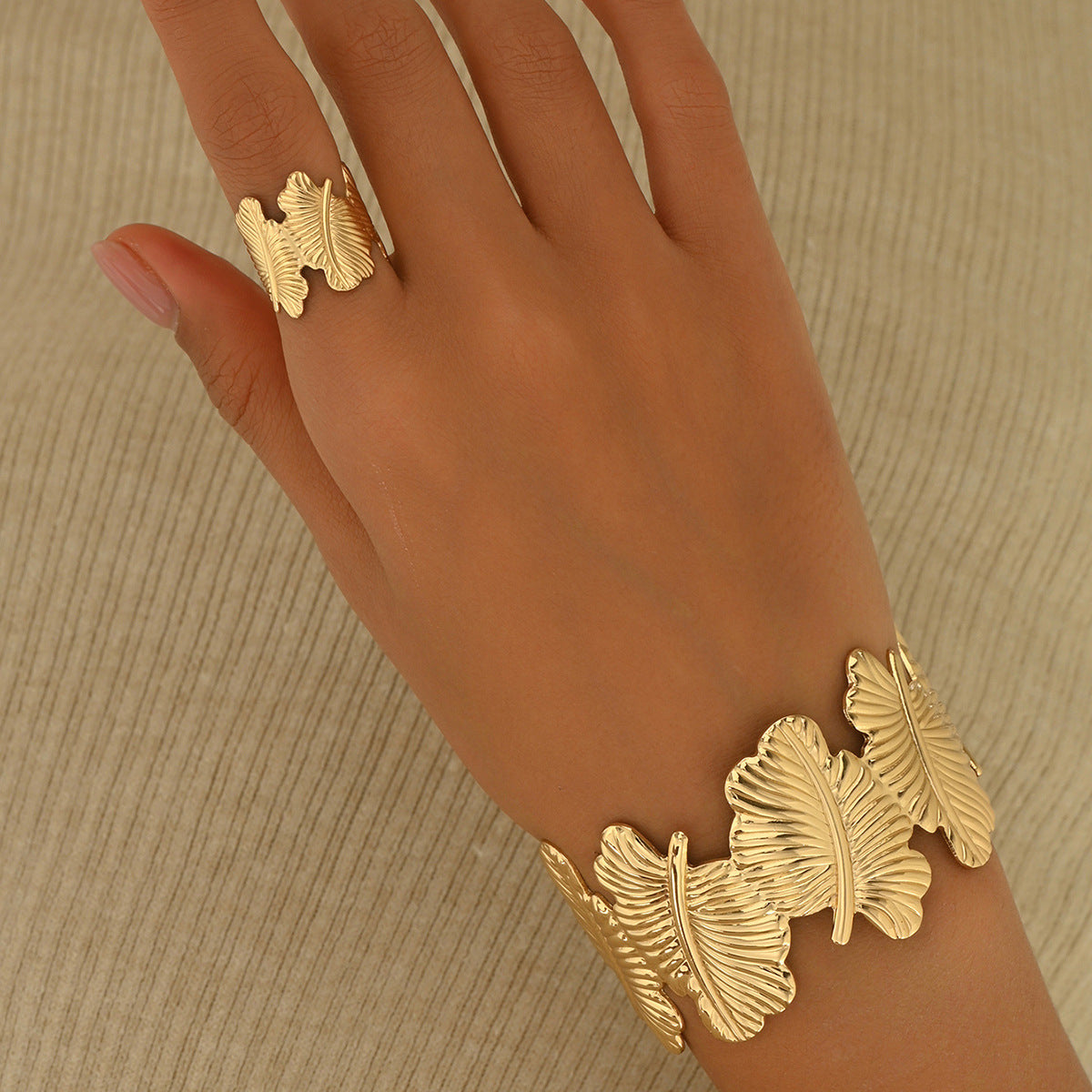Textured Leaf Cuff Jewelry — product image 2