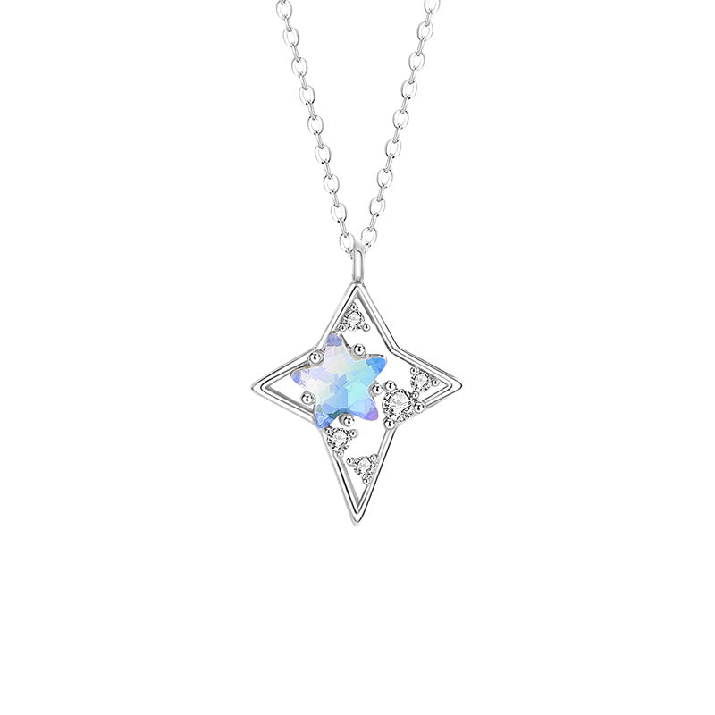 Star's Wish 925 Sterling Silver Necklace Female Niche Design Light Luxury Five-Pointed Star Clavicle Chain Get Things Ins Style Pendant