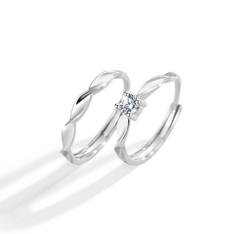 Mobius Pure Silver 999 Couple Ring Men and Women Niche Design Light Luxury Zircon Ring Qixi Ins Pair Ring