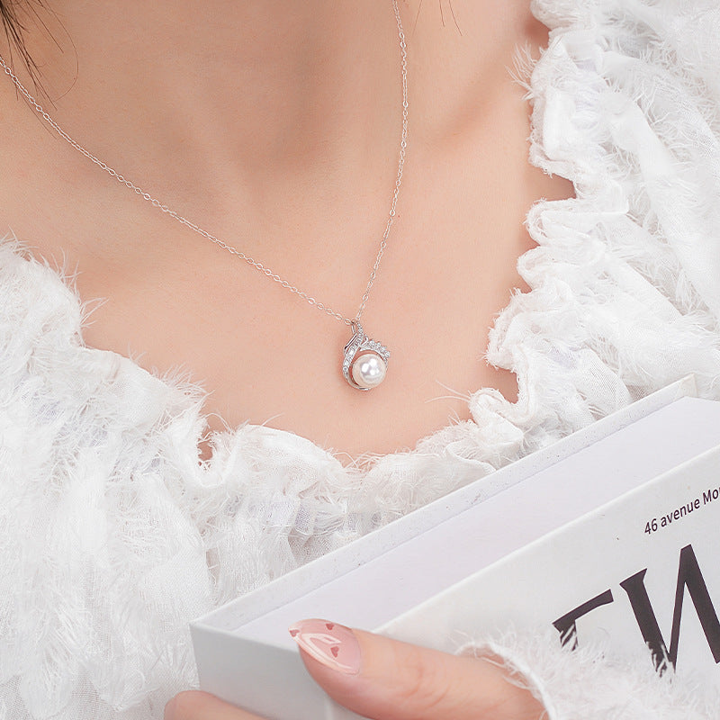 Light Luxury S925 Sterling Silver Pearl Set New Chinese Necklace Ear Hook High-Grade Gift for Girlfriend Lover Valentine's Day Gift