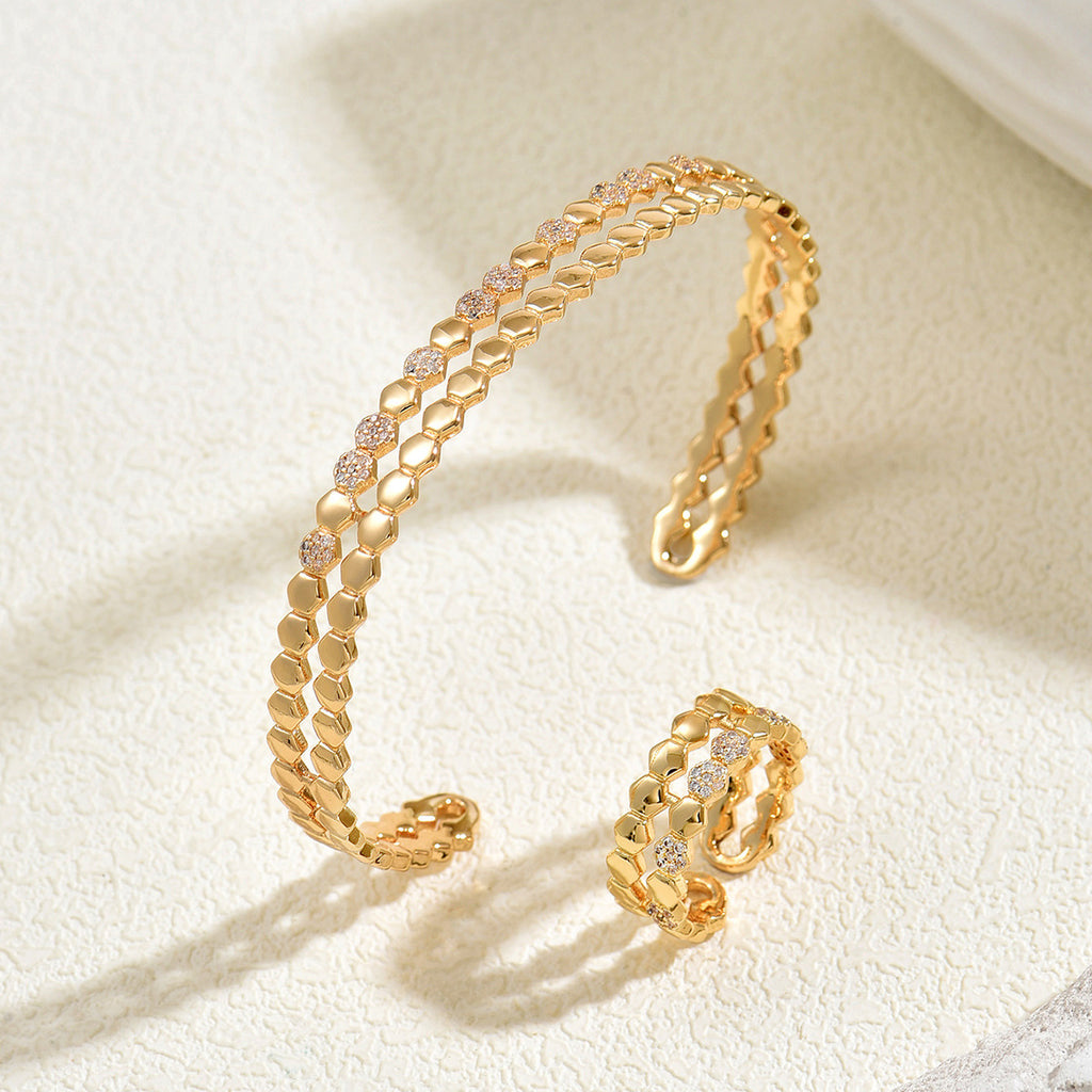 Double-Row Textured Open Cuff Jewelry — product image 3