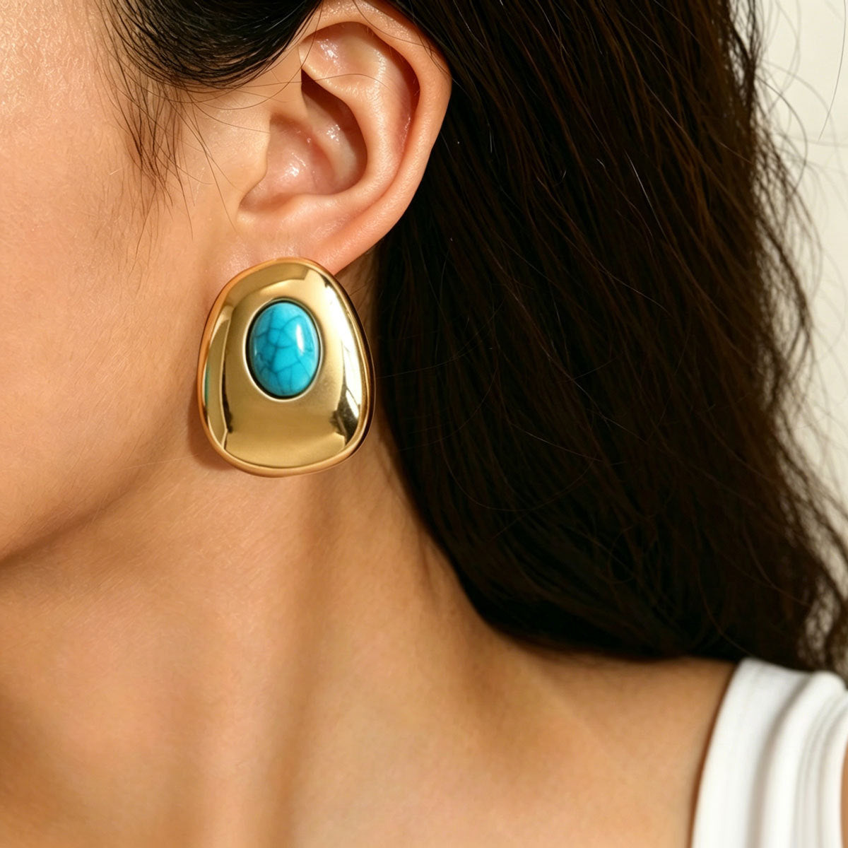 Turquoise-Color Rounded Earrings — product image 2