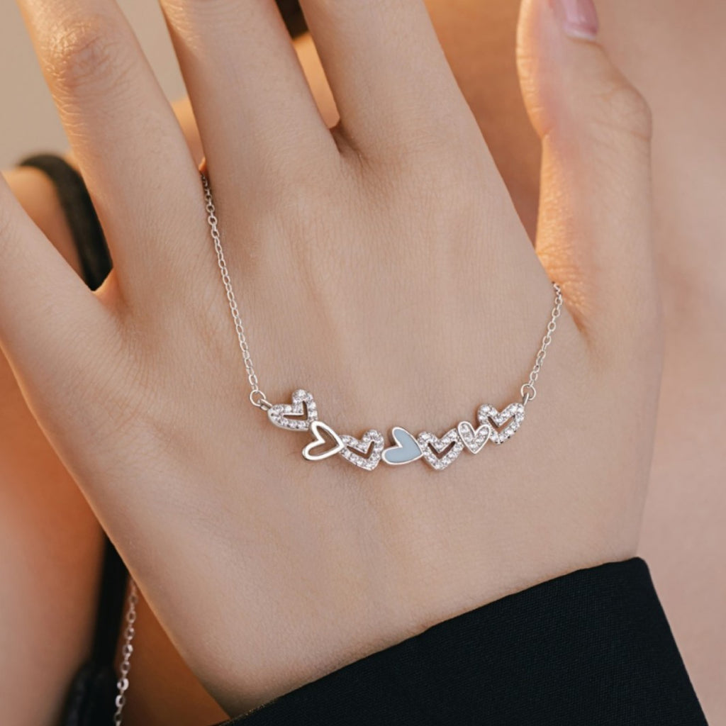 Lovely Sterling Silver 925 Luminous Necklace Female Niche Design Light Luxury Zircon Clavicle Chain Small Red Book Gift Pendant