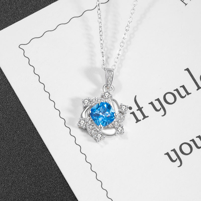 Six-Pointed Star Sterling Silver 925 Necklace Female Niche Design High-Grade Snowflake Zircon Clavicle Chain Ins Style Star Pendant