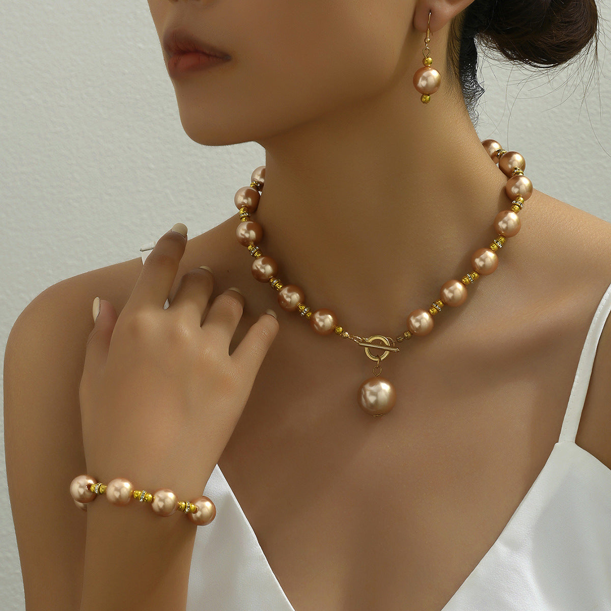 Warm Pearl-Effect Bow Jewelry
