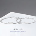 Love Sterling Silver S925 Couple Magnetic Bracelet Niche Design Light Luxury Chain Bracelet Ins Style Square Brand Bracelet