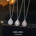 Blue Tears S925 Sterling Silver Necklace Women's Light Luxury Pear-Shaped Water Drop Zircon Clavicle Chain Valentine's Day Confession Birthday Gift