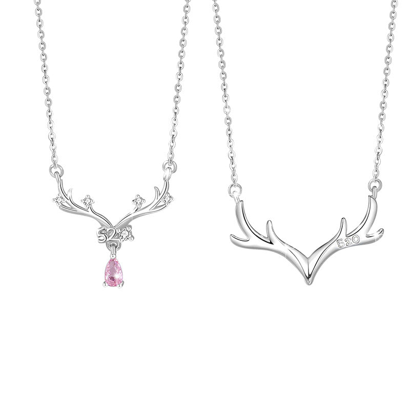 Collana in argento sterling 925 – corna di cervo e zirconi