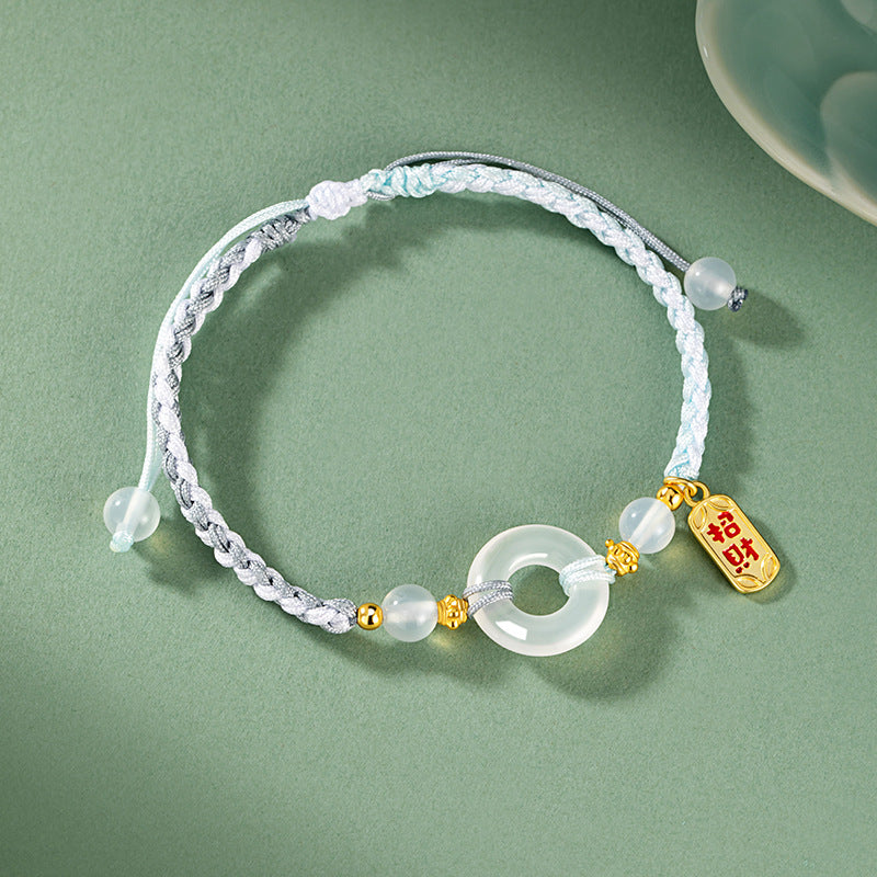 Bracciale in argento sterling 925 – nodo e disco e calcedonio