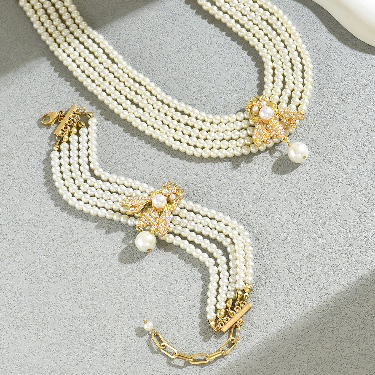 Pearl-Effect Bee Choker Jewelry — product image 2