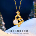 Christmas Tree Sterling Silver 925 Necklace Women's Light Luxury High-Grade Star Chalcedony Clavicle Chain Ins Style Wishing Tree Pendant