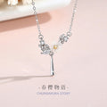 Cherry Blossom Sterling Silver 925 Necklace Female Niche Design Light Luxury Zircon Tassel Clavicle Chain Get Things Ins Flower Pendant