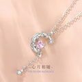 Moon Sterling Silver 925 Necklace Female Niche Design Light Luxury Tassel Clavicle Chain Get Things Ins Style Love Pendant