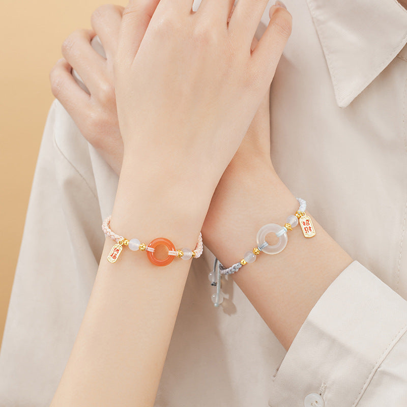 Bracciale in argento sterling 925 – nodo e disco e calcedonio