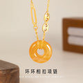 Ring Buckle Sterling Silver 925 Necklace Women's Light Luxury High-Grade Sugar Onyx Clavicle Chain Pig Nose Pendant