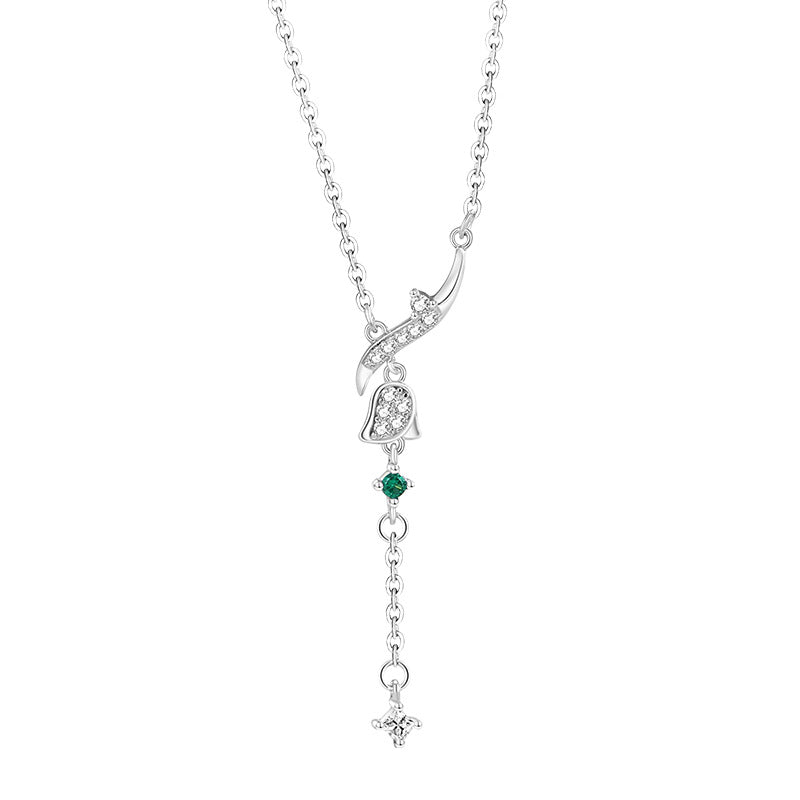 Original Lily Sterling Silver 925 Necklace Female Niche Design Light Luxury Tassel Clavicle Chain Ins Style Flower Pendant