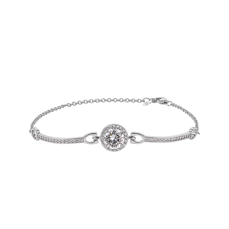 Bracciale in argento fino 999 – borsetta e zirconi