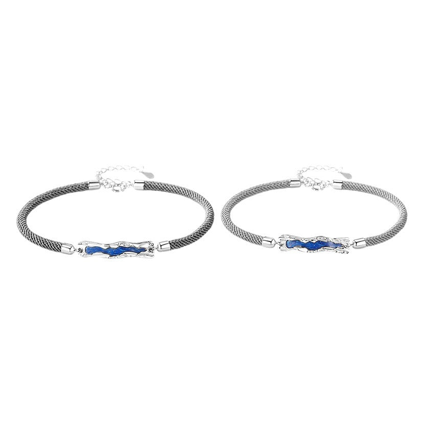 Love Oath Sterling Silver 925 Couple Bracelet Men and Women Niche Design Light Luxury Valentine's Day Sun Moon Mountain River Ring