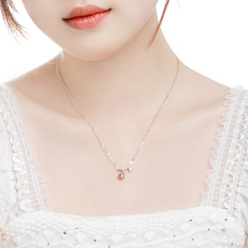 Rose Sterling Silver 925 Necklace for Women, Niche Design, Light Luxury Zircon Clavicle Chain, INS Style Flower Pendant