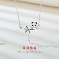Panda Sterling Silver 925 Necklace Female Niche Design Light Luxury Tassel Zircon Clavicle Chain Ins Style Bamboo Pendant