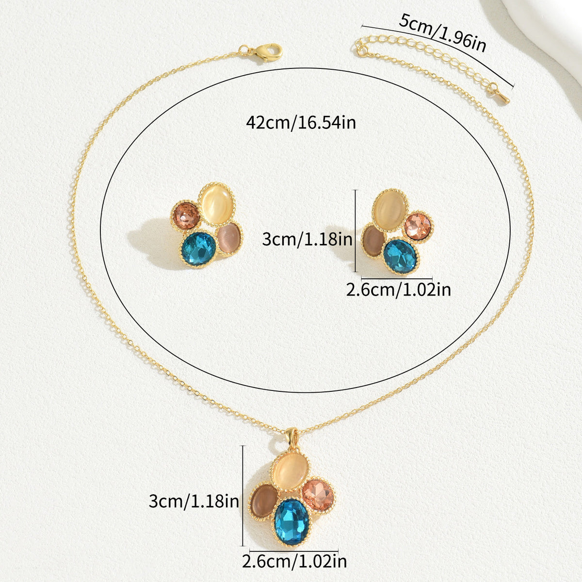 Blue and Peach Triple-Center Jewelry — product image 4