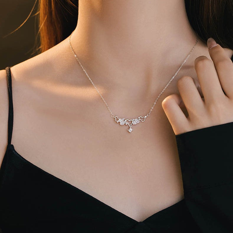 Gourd Pure Silver 999 Necklace Women's Light Luxury High-Grade Zircon Star Clavicle Chain Ins Little Red Book Same Pendant