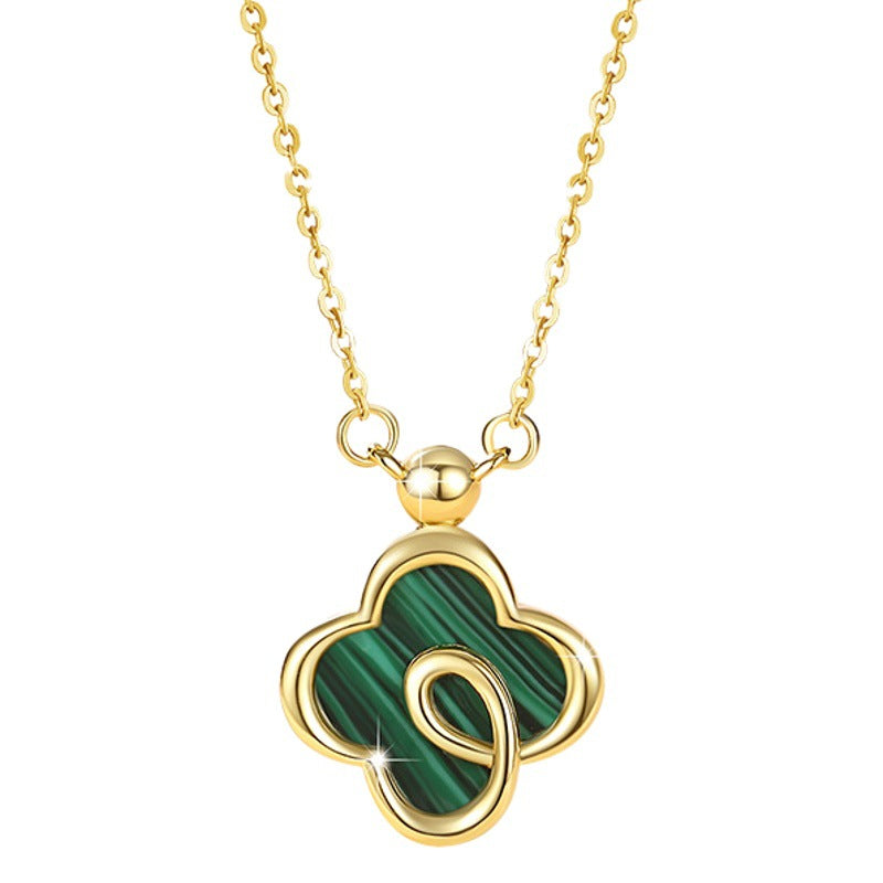 Lucky Clover Sterling Silver 925 Necklace Female Niche Design Light Luxury Peacock Clavicle Chain Ins Flower Pendant