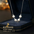 S925 Sterling Silver Necklace Simple Beading Clavicle Chain Light Luxury High Sense Niche Accessories Commuter Gift Silver Jewelry Spot