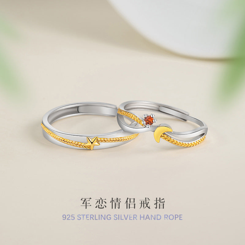 Anello in argento fino 999 – stella e spiga di grano e zirconi