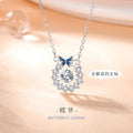 Bow Sterling Silver 925 Smart Necklace Niche Design Light Luxury Zircon Clavicle Chain Ins Style Flower Pendant