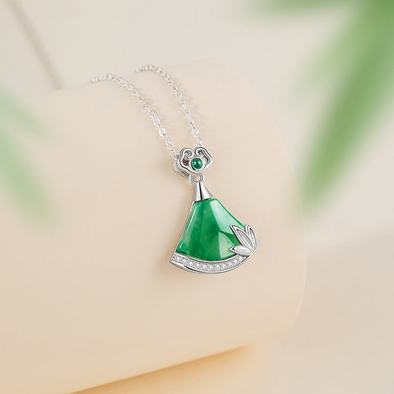 Collana in argento sterling 925 – ventaglio e bambù