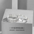 Cross Sterling Silver 925 Couple Ring Men and Women Niche Design Light Luxury Star Ring Ins Valentine's Day Ring
