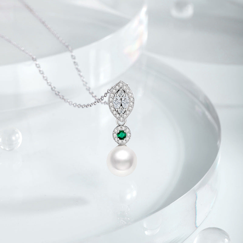 Flower Sterling Silver 925 Necklace Female Niche Design Light Luxury Shijia Pearl Clavicle Chain Socialite Style Zircon Pendant