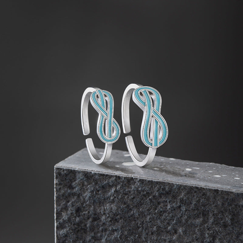 Infinite Symbol Sterling Silver 925 Luminous Couple Ring Light Luxury High Sense Ring Ins Style Mobius Ring Pair Ring
