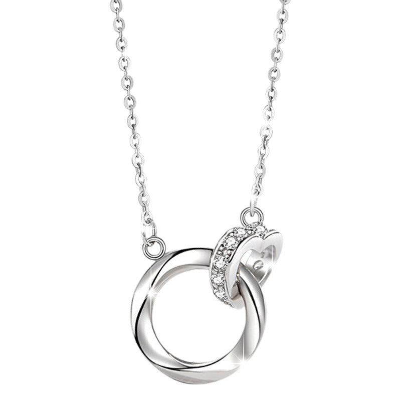 Mobius Ring 999 Pure Silver Necklace Female Niche Design Light Luxury Clavicle Chain 520 Valentine's Day Love Pendant