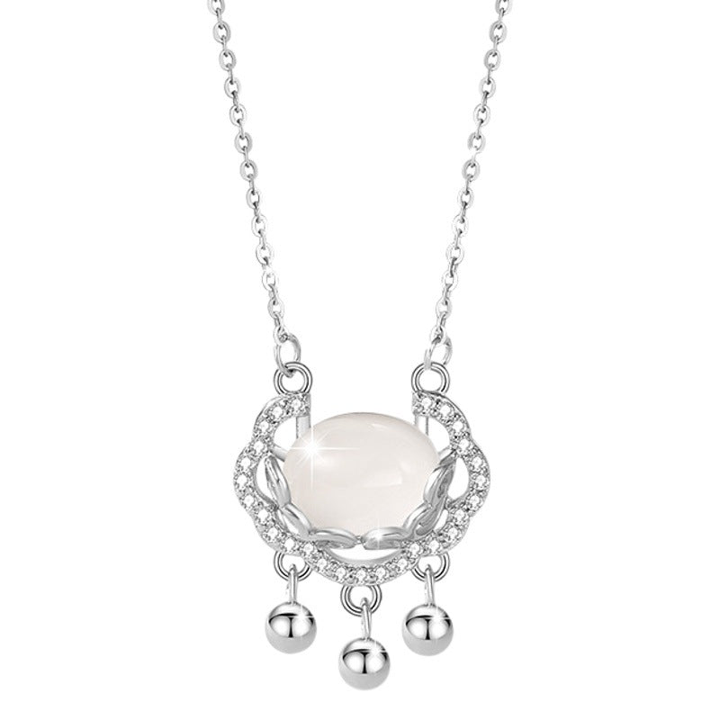 Collana in argento sterling 925 – lucchetto e nuvola e calcedonio